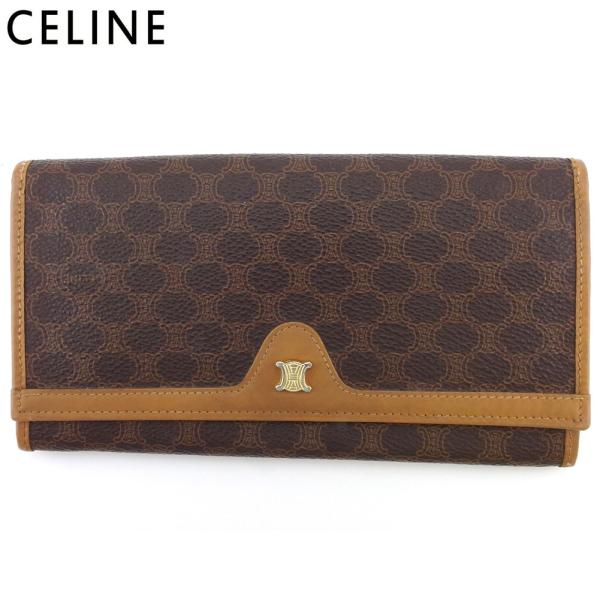 【30％OFFクーポン】セリーヌ 長財布 がま口 財布 レディース メンズ マカダム ブラウン ベー...