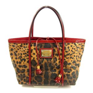 ドルチェ＆ガッバーナ レオパード トート バッグ キャンバスxレザー