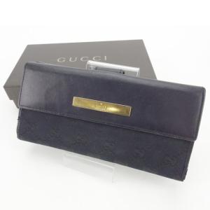 GUCCI(グッチ) GG柄 長財布 メタルバー 244946 黒 ブラック キャンバス