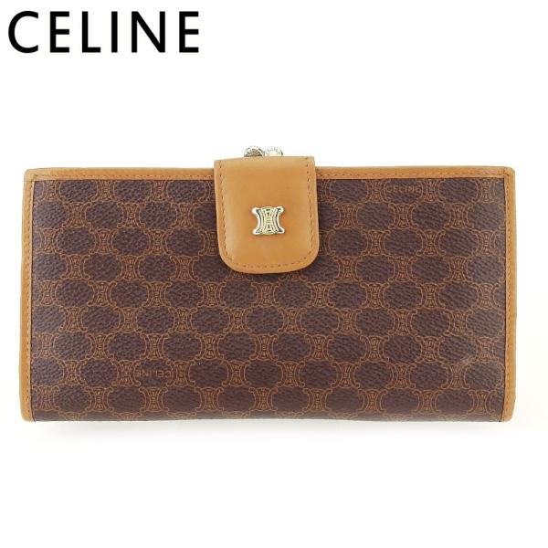 【30％OFFクーポン】セリーヌ 長財布 がま口 財布 レディース メンズ マカダム ブラウン ベー...
