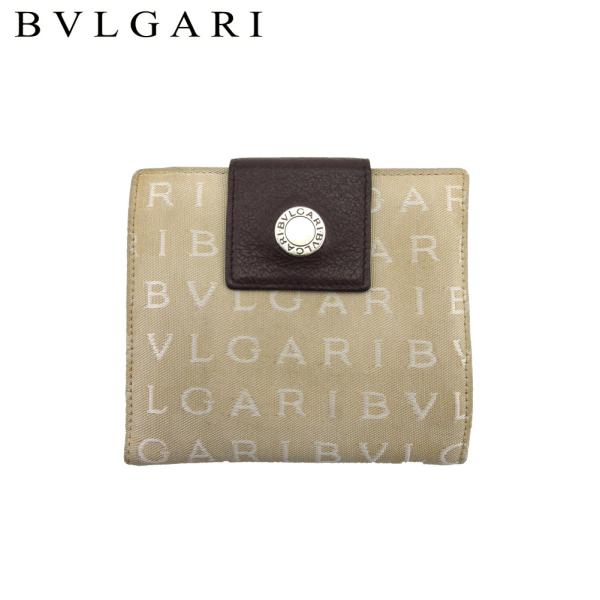 ブルガリ Wホック 財布 二つ折り ミニ財布 レディース メンズ ロゴマニア BVLGARI 中古
