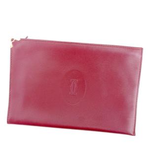 【30％OFF★SUMMER SALE】カルティエ ポーチ 化粧ポーチ レディース マストライン ボルドー 中古