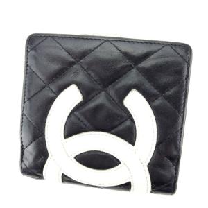 【30％OFF★SUMMER SALE】シャネル CHANEL 二つ折り財布 カンボンライン オールドシャネル ブラック ホワイト 白 ピンク レディース 中古