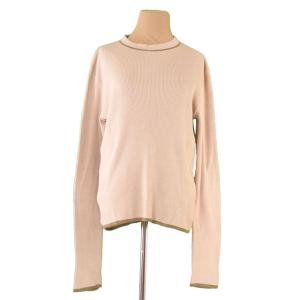 【30％OFF★SUMMER SALE】ミュウミュウ ニット 長袖 セーター レディース ♯Mサイズ リブ ベージュ×カーキ 中古