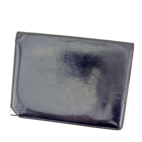 【ウィンターSALE★30%OFFクーポン】ロエベ LOEWE 札入れ アナグラム ブラック シルバ...