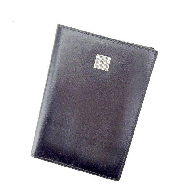 セリーヌ CELINE パスポートケース ロゴプレート ブラック シルバー レディース 中古