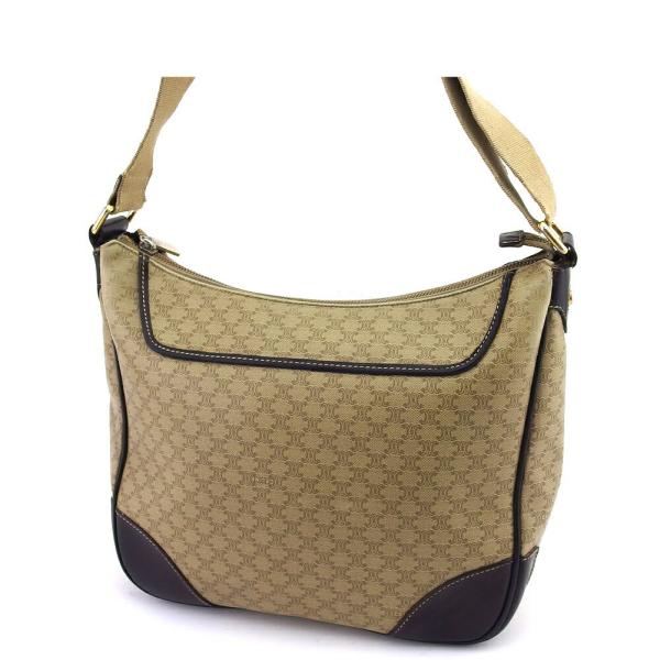 セリーヌ CELINE ショルダーバッグ マカダム ベージュ ブラウン ゴールド レディース 中古