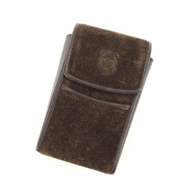 ロエベ シガレットケース 小物入れ レディース アナグラム ブラウン 中古