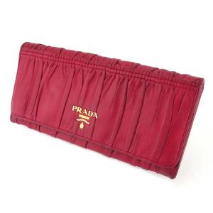 PRADA（プラダ） 財布 三つ折り フォーコ レッド ミニ財布 コンパクト