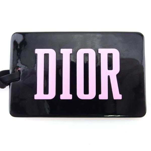 ディオール Dior ミラー ロゴ ストラップ付き ブラック ピンク レディース 中古
