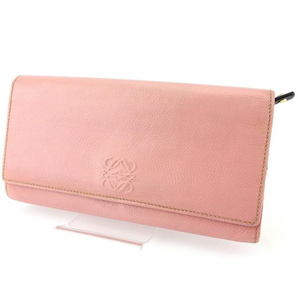 【ウィンターSALE★30%OFFクーポン】ロエベ LOEWE 長財布 アナグラム ピンク ブラウン...
