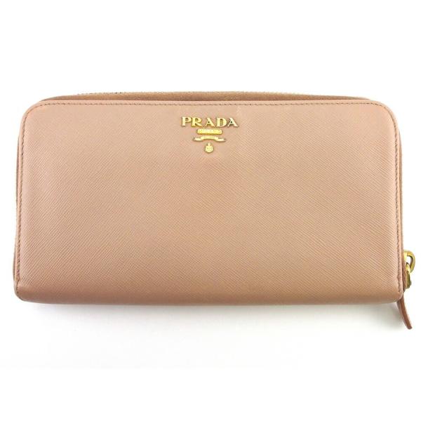 【初売りSALE★30%OFFクーポン】プラダ PRADA 長財布 ロゴ ピンク ベージュ ゴールド...