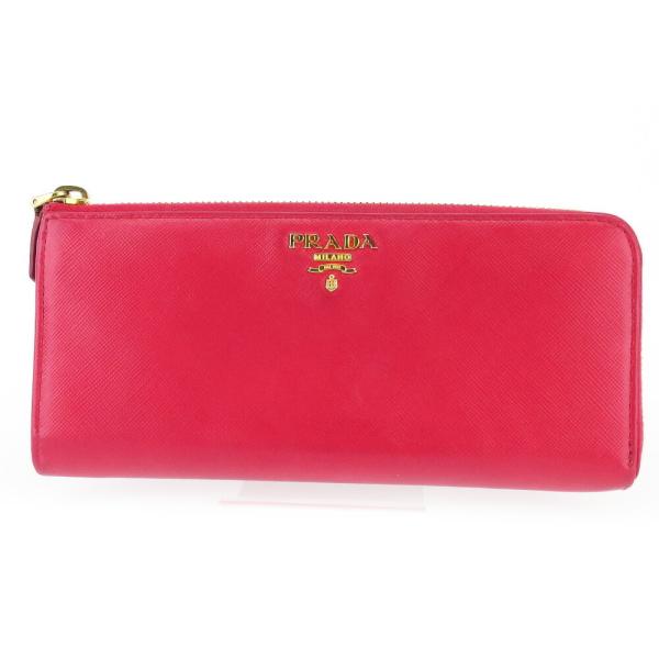 【初売りSALE★30%OFFクーポン】プラダ PRADA 長財布 ロゴ ピンク レディース 中古
