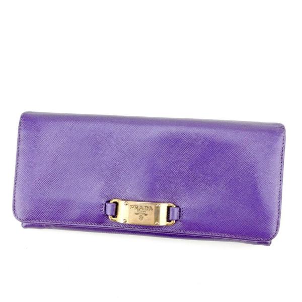 【初売りSALE★30%OFFクーポン】プラダ PRADA 長財布 パープル レディース 中古