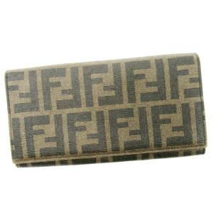FENDI フェンディ ズッカ柄 FFロゴ キャンバス 折り財布 ウォレット FENDI（フェンディ） ズッカ FF キャンバス レザー 2つ折り 長財布