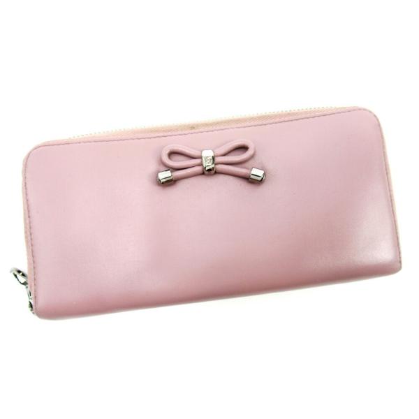 【ウィンターSALE★30%OFFクーポン】ロエベ LOEWE 長財布 リボンモチーフ ピンク レデ...