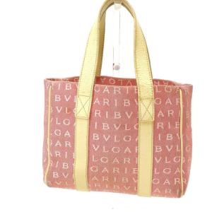 極美品BVLGARIブルガリミニトートバッグロゴマニアモノグラムブルー BVLGARI（ブルガリ） ハンドバッグ ミニトートバッグ レディース ロゴ
