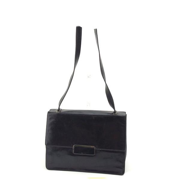 【初売りSALE★30%OFFクーポン】プラダ PRADA ショルダーバッグ ロゴプレート ブラック...