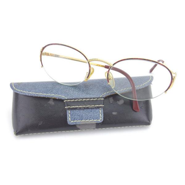 クリスチャンディオール Christian Dior メガネ 度入り ハーフリム クリア×ゴールド系...