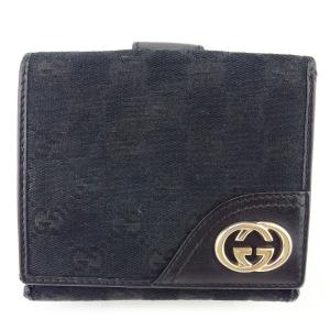 GUCCI グッチ 二つ折り財布 ジャッキー GG キャンバス ブラック 美品 GUCCI（グッチ） 二つ折り財布 ジャッキー GGキャンバス/レザー
