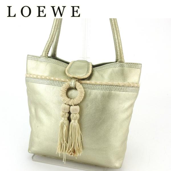 【ウィンターSALE★30%OFFクーポン】ロエベ LOEWE トートバッグ タッセル ゴールド ベ...