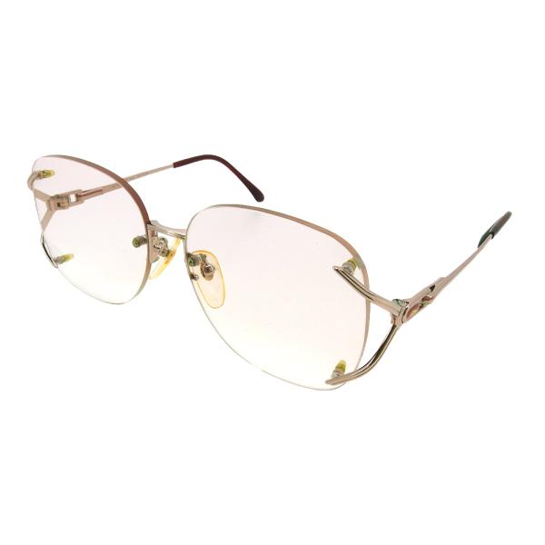 サンローラン SAINT LAURENT メガネ 度入り リムレス サイドYSLロゴ入り ピンク レ...