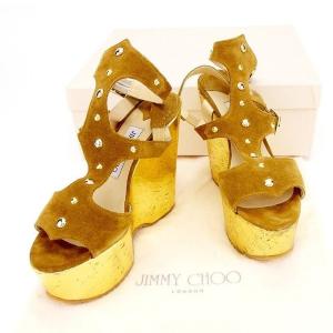 ジミーチュウ JIMMY CHOO ウッドヒール スエードストラップ サンダル  