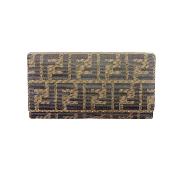 フェンディ FENDI 長財布 ズッカ ブラック ベージュ シルバー レディース 中古