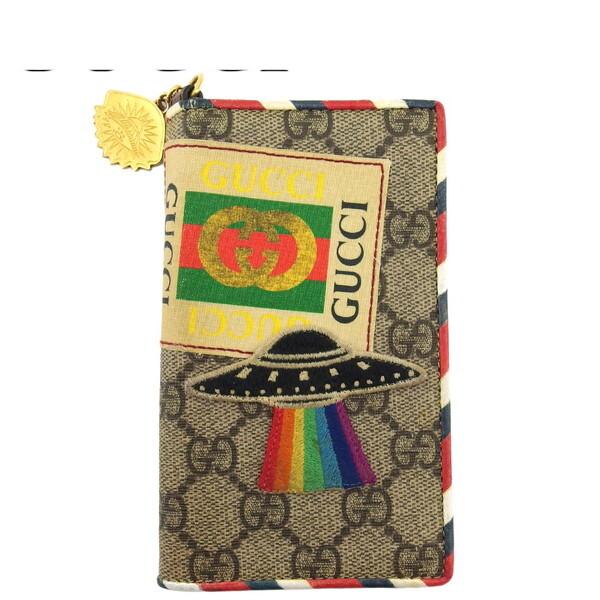 グッチ GUCCI iPhoneケース GGスプリーム 手帳型 ベージュ ブラウン イエロー系 レデ...