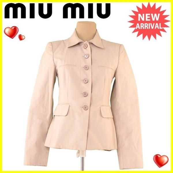 ミュウミュウ ジャケット シングルボタン 40 ベージュ レディース 中古 Miu Miu