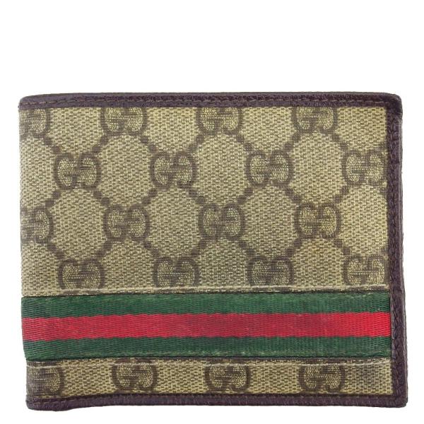 グッチ GUCCI 札入れ GGプラス シェリーライン ベージュ ブラウン グリーン系 レディース ...