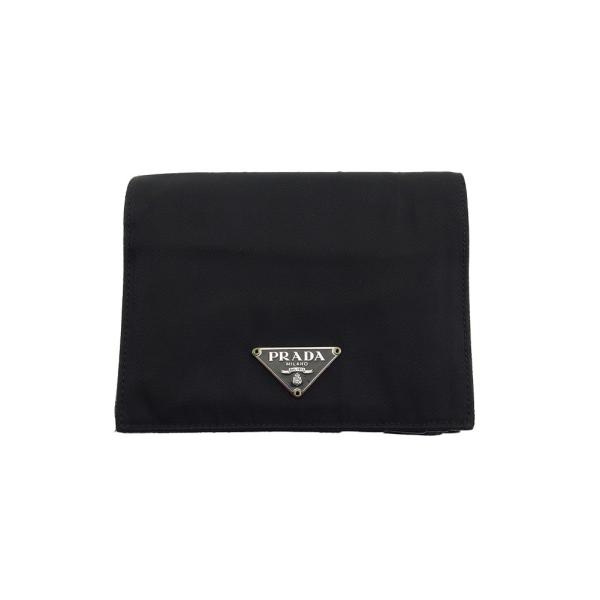 【初売りSALE★30%OFFクーポン】プラダ PRADA 二つ折り財布 トライアングルロゴ ブラッ...