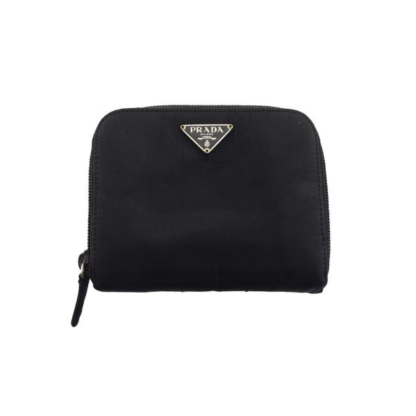 【初売りSALE★30%OFFクーポン】プラダ PRADA 二つ折り財布 トライアングルロゴ ブラッ...