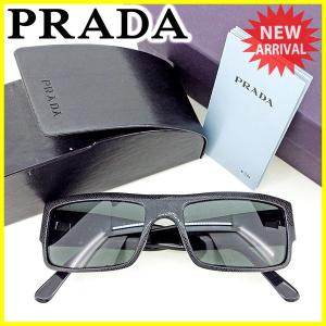 プラダ PRADA サングラス メガネ レディース メンズ 可 サイドロゴプレート付き SPR08H 7JS-1A1 スクエア型 フルリム  中古 美品 セール T3607｜branddepot