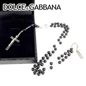 ドルチェ&ガッバーナ Dolce&Gabbana ネックレス ロザリオ ブラック シルバー レディース メンズ ドルガバ 中古 Necklace｜branddepot