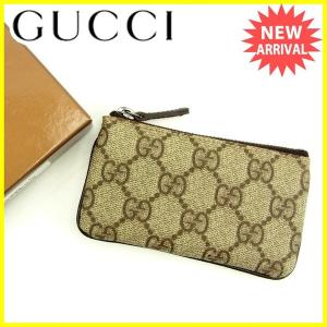 グッチ Gucci コインケース GG柄 ベージュ ブラウン レディース 中古｜branddepot