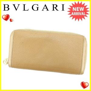 ブルガリ Bvlgari 財布 ラウンドファスナー財布 ブルガリブルガリ ライトブラウン ゴールド レディース メンズ 中古｜branddepot