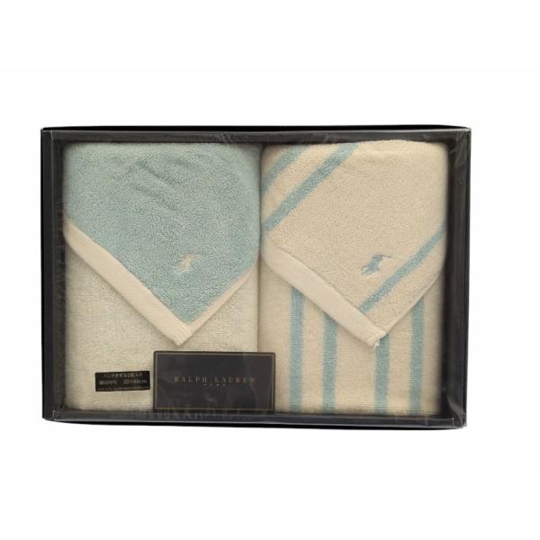 未使用 ラルフローレン ホーム タオルセット 33×80ｃｍ　２枚 タオル ホワイト ブルー RAL...
