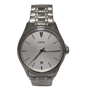未使用 オリス 腕時計 アートリエ デイト 01 733 7721 4051 シルバー文字盤 自動巻...