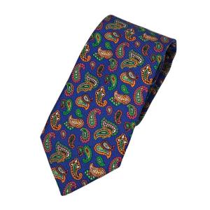 未使用 エトロ ネクタイ ペイズリー ブルー 青 オレンジ シルク 100％ メンズ ＥＴＲＯ 【中...