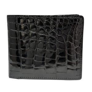 未使用 クロコダイル 二つ折り 札入れ 財布 ブラウン メンズ ワニ革 鰐