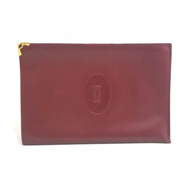 カルティエ マスト ポーチ 化粧ポーチ コスメポーチ ミニバッグ クラッチバッグ ボルドー メンズ ...