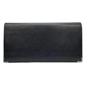 カルティエ 長財布 財布 二つ折り マスト ブラック 黒 コインケースあり メンズ レザー Cartier 【中古】｜brandeal
