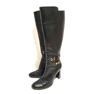 シャネル CHANEL レインブーツ 長ぐつ カメリア ブラック 表記サイズ37