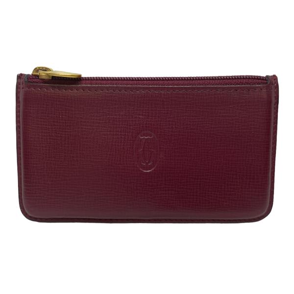 カルティエ コインケース マスト ボルドー 小銭入れ キーリング付 レザー Cartier メンズ ...