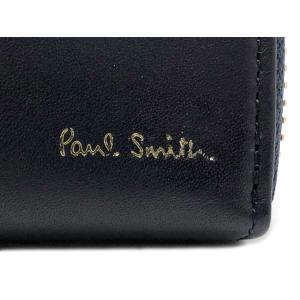 未使用 新作多数 ポールスミス 長財布 L字ファスナー レザー ロゴ ネイビー 濃紺 ストライプ 紳士用 メンズ Ps Paul Smith 財布