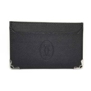 美品 マスト ドゥ カルティエ カードケース シンプル カード ホルダー ブラック メンズ 名刺入れ 定期入れ