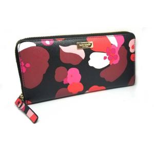 未使用 ケイトスペード 長財布 ラウンドファスナー ジップアラウンド ブラック 花柄 Spade ｋａｔｅ ピンク ｓ９７９ 財布 赤 新品 送料無料