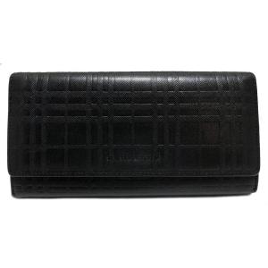 卸直営 バーバリー 長財布 ブラック 黒 財布 メンズ チェック レディース 二つ折り財布 男女兼用 Burberry レザー 型押し 本革