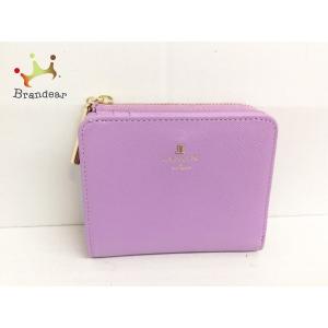 ランバンオンブルー LANVIN en Bleu 2つ折り財布 美品 パープル L字ファスナー レザー 新着 20200310